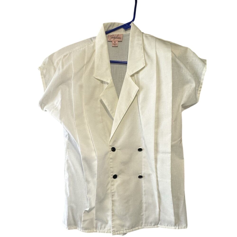 Vintage women blouse double breasted pleats Size 7 Jacqueline Smith